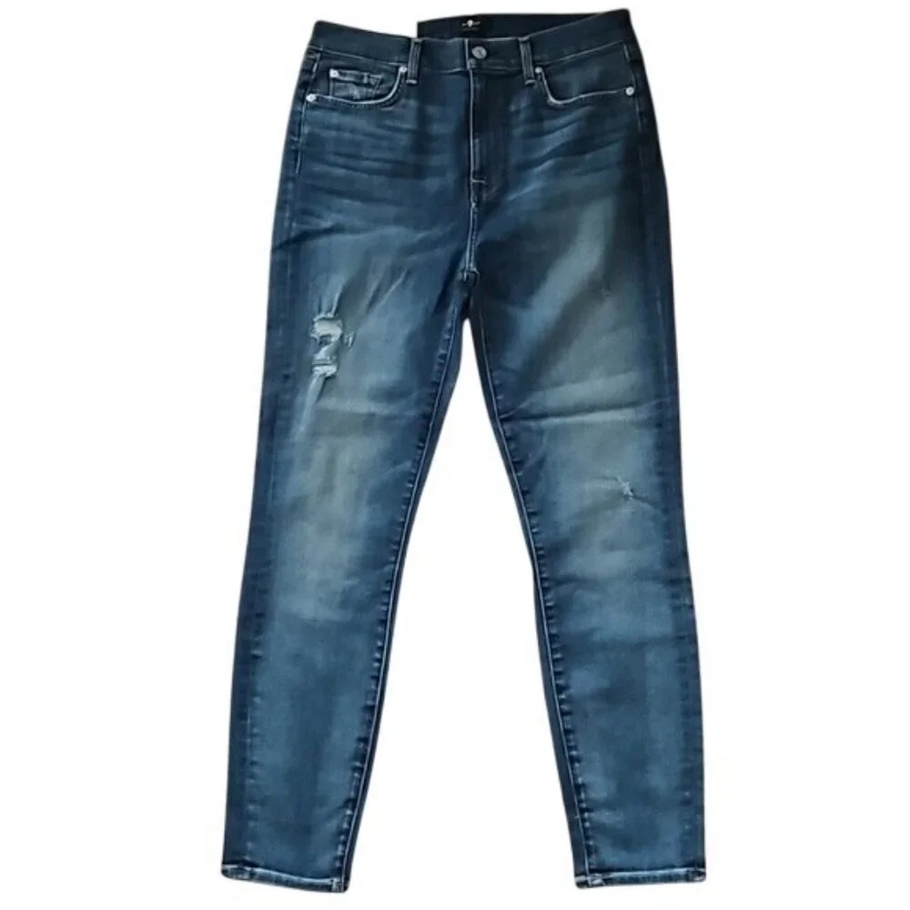 7 for all Mankind High Waist Ankle Skinny Denim Jeans Size 30 Women's New